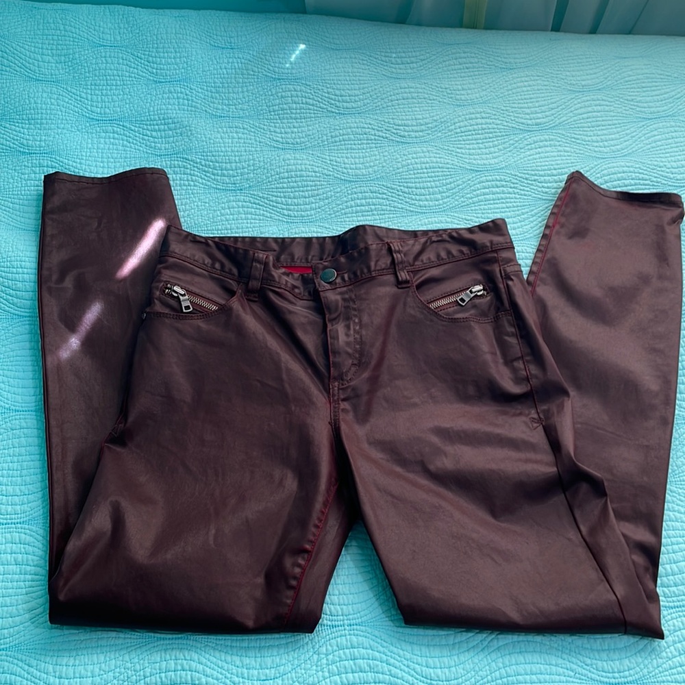 Armani Exchange red coated jeans